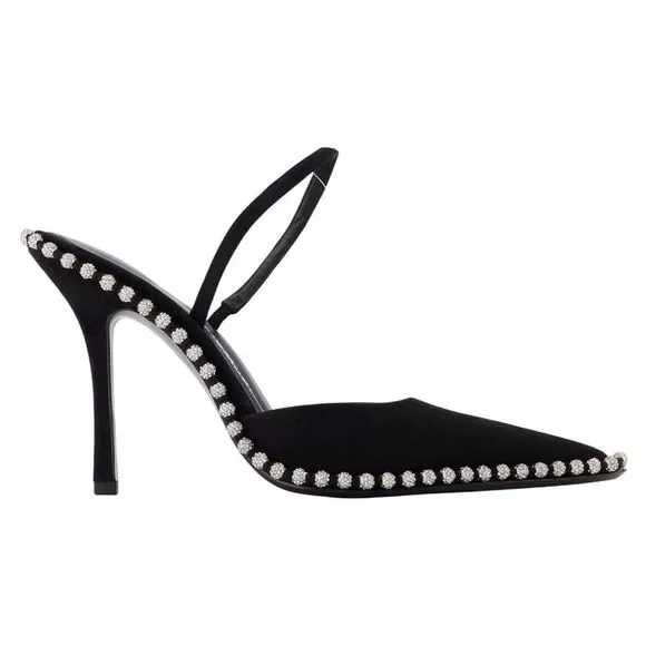 Tia 105mm Slingback Heels - Alexander Wang - Leather - Black - Picture 1 of 2